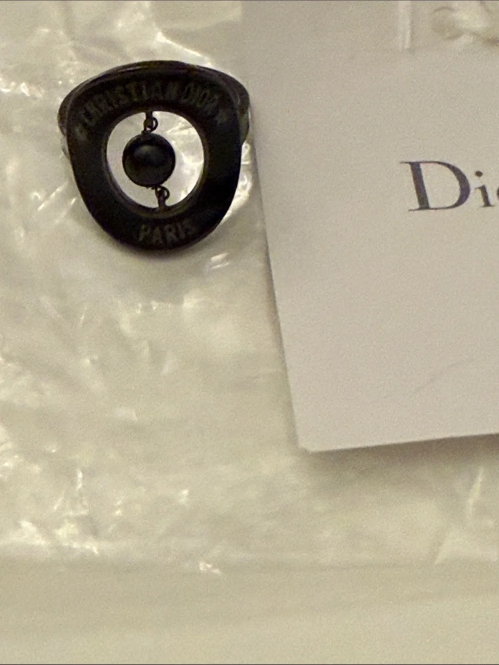 Dior Black Christian Dior Paris Logo Ring